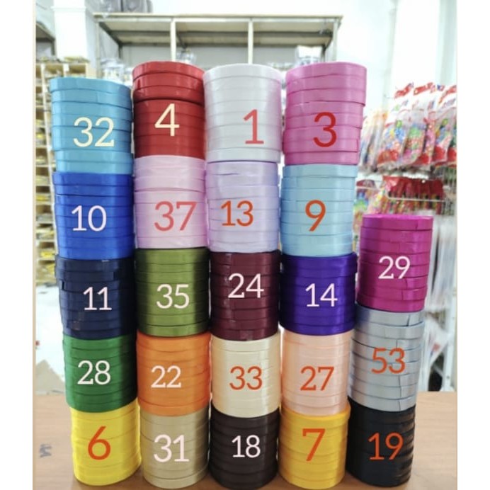 

Pita Satin 3/8 Inch / PIta Satin Lebar 1cm / 25 Yard /Grosir per 1 roll/pcs
