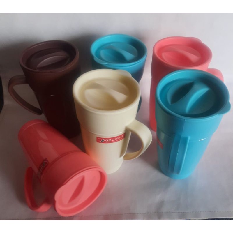 mug  tutup plastik bpa free GBU PLAST harga per 6 pcs