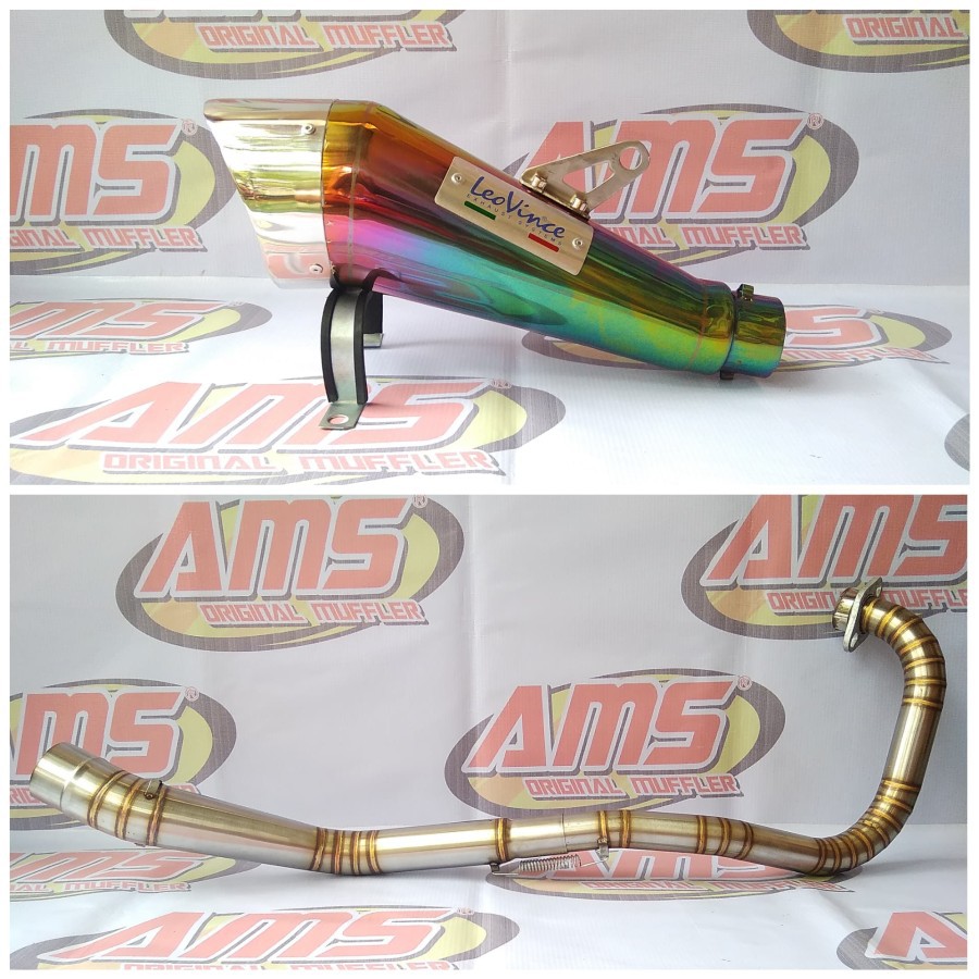 Knalpot Racing LEOVINCE Rainbow Full stainless MX KING
