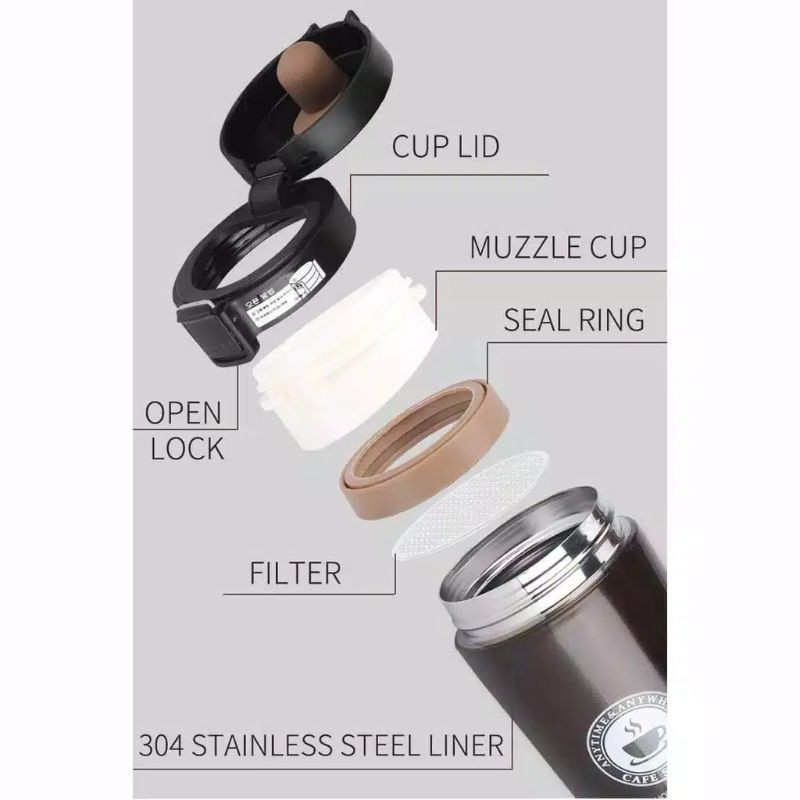 Termos Motif Gelas Kopi/Termos Travel Vacuum Mug Cup Coffe Stainless Steel