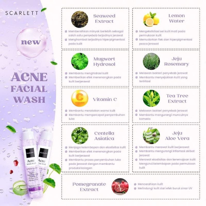 FACIAL WASH SCARLET WHITENING &amp; ACNE PEMBERSIH WAJAH SABUN KECANTIKAN