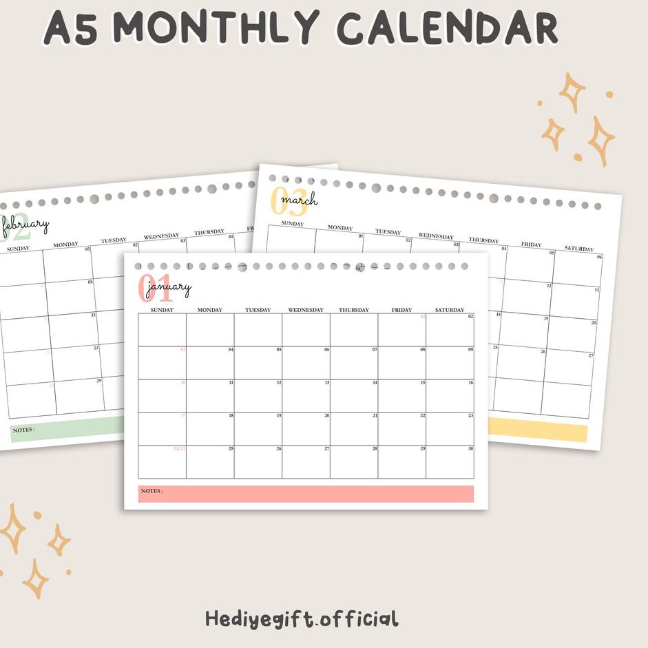 

[KODE LQ8HT] A5 Loose Leaf I Monthly Calendar