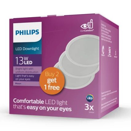 Downlight led 13w meson 2 gratis 1 philips