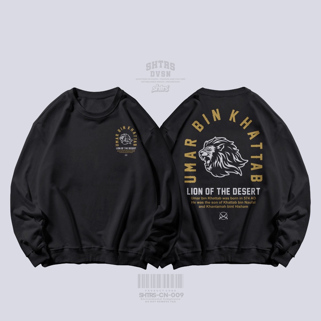 Sweater Crewneck Baju Atasan Pria Lengan Panjang Kaos Dakwah Sahabat Nabi Umar Bin Khattab Ali bin Abi Talib