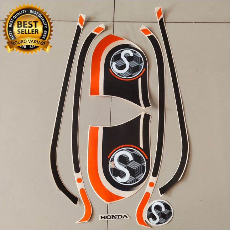 stiker striping motor honda scoopy 2021 cream list body standar terbaik termurah