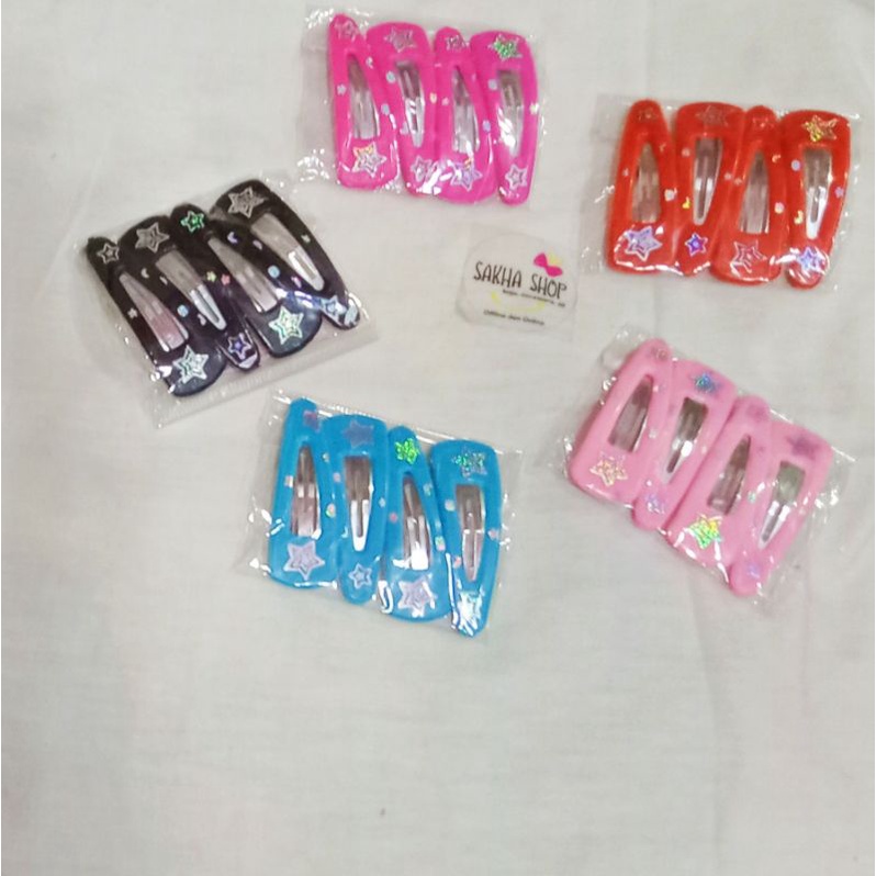 Sakha - 4pcs jepit tiptop warna | jepit tiptop motif anak wanita dewasa