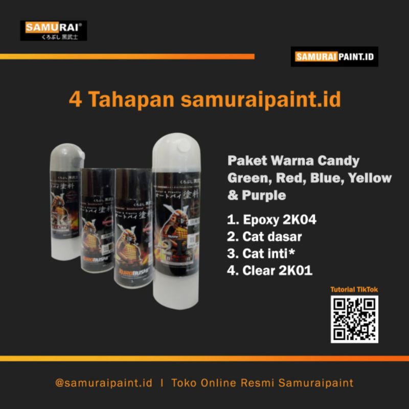 Paket Warna Candy, Samuraipaint , cat semprot , cat motor , samuraipaint.id