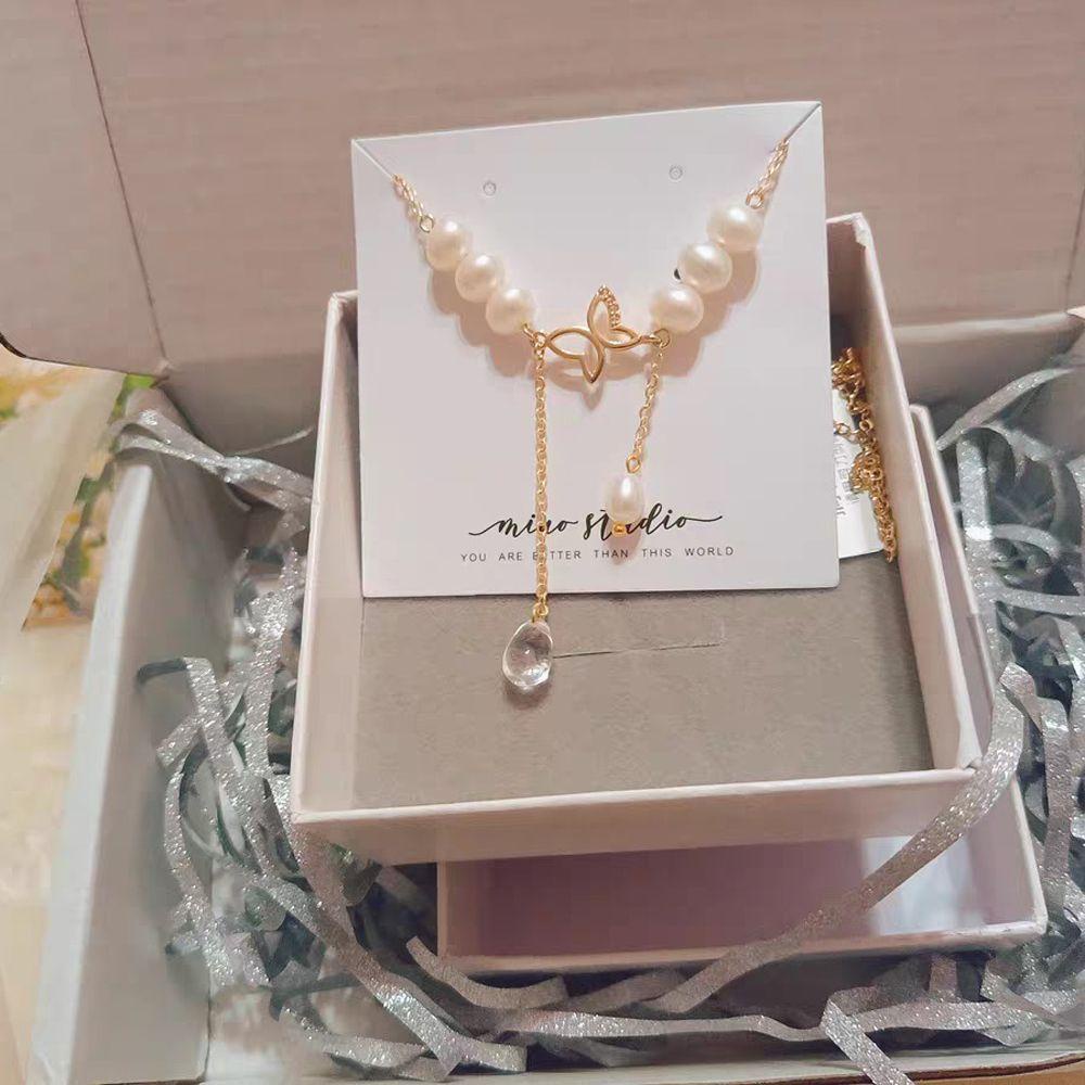 Mxbeauty Kalung Perempuan Indah Vintage Mutiara Kupu-Kupu Elegan Fashion Rantai Klavikula