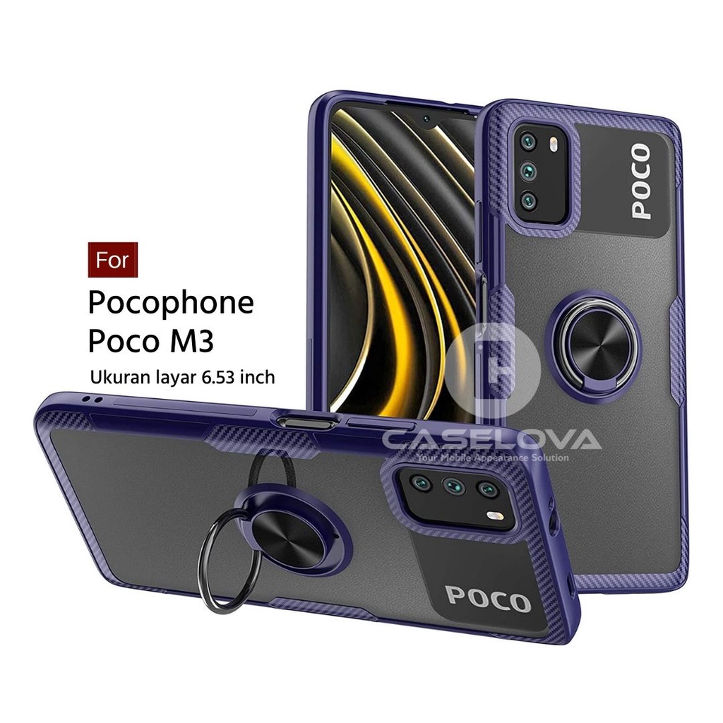 Case Pocophone POCO M3 Hardcase Invisible Ring Transparent Kickstand