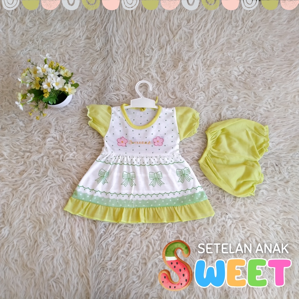 Setelan Ruffle Set Karakter sweet / RUFFLE TEE Setelan Anak Perempuan Model tangan Kupu-Kupu 0-9 bulan Setelan Anak Perempuan Gambar Karakter Kartun stelan bayi perempuan