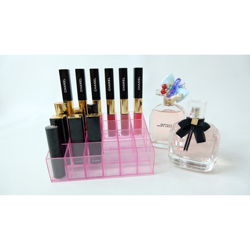 kotak tempat lipstik acrylic PINK lipstick storange 24 slot kotak lipstik tempat lipstik parfum