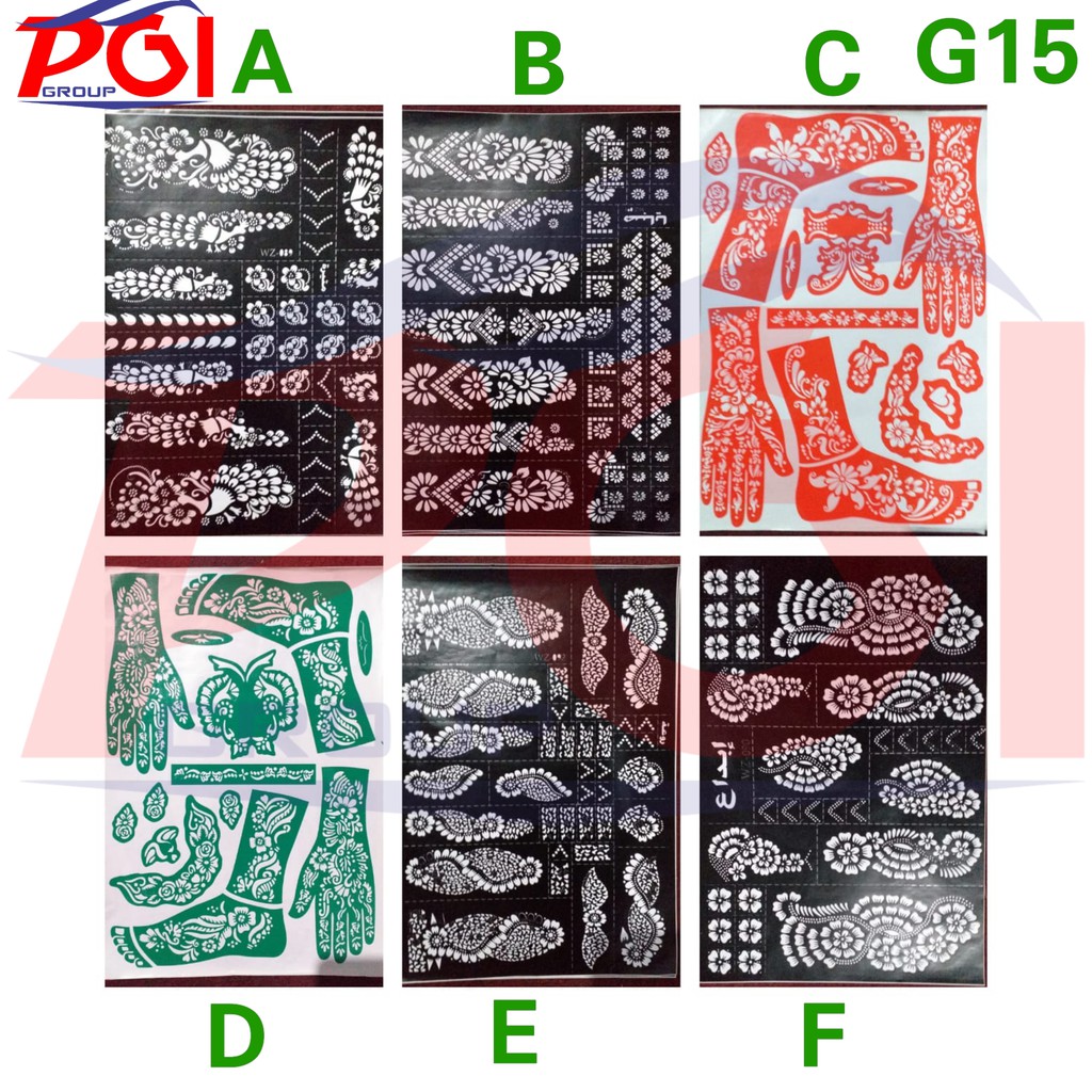 DC G ( G15 ) CETAKAN HENNA TANGAN KAKI / STIKER / NAIL ART / TIDAK BISA MEMILIH