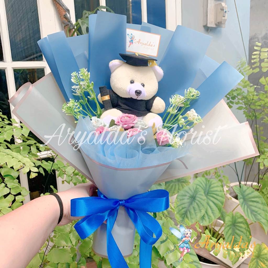 PREMIUM Bouquet Mini | Buket Kelulusan, Anniversary, Graduation, Sidang, Ulang Tahun |Boneka Wisuda 