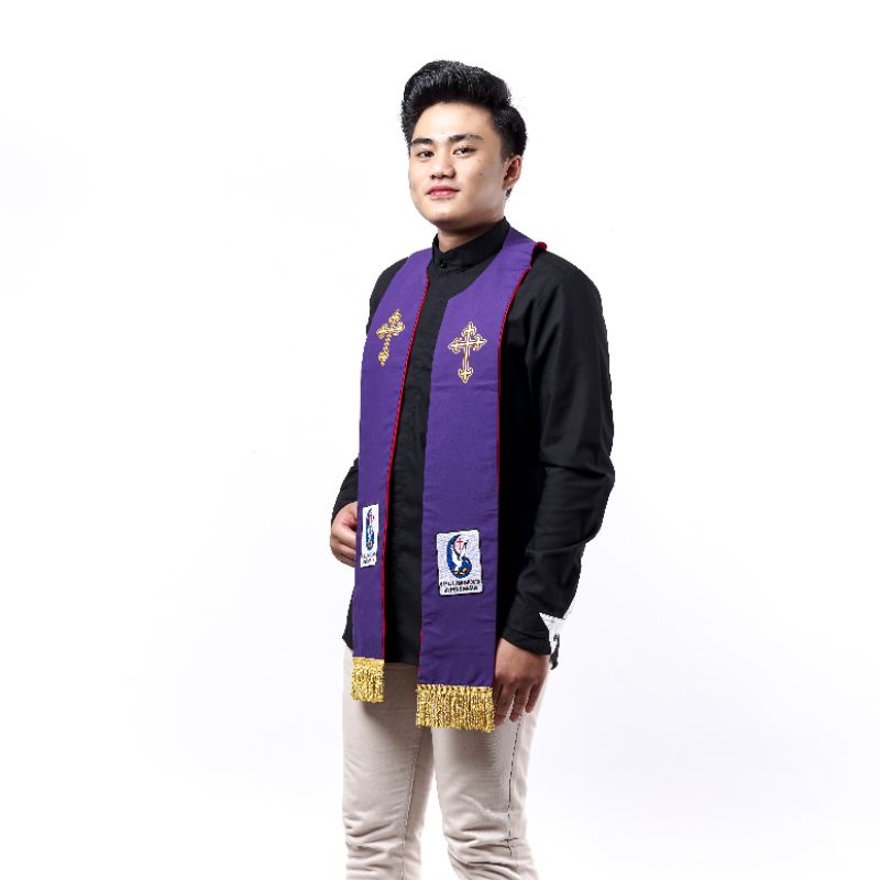 GPdI -  Stola Merah Ungu Bordir - Cotton Tropical - Jos Miracle Bandung - Miracle - JMB