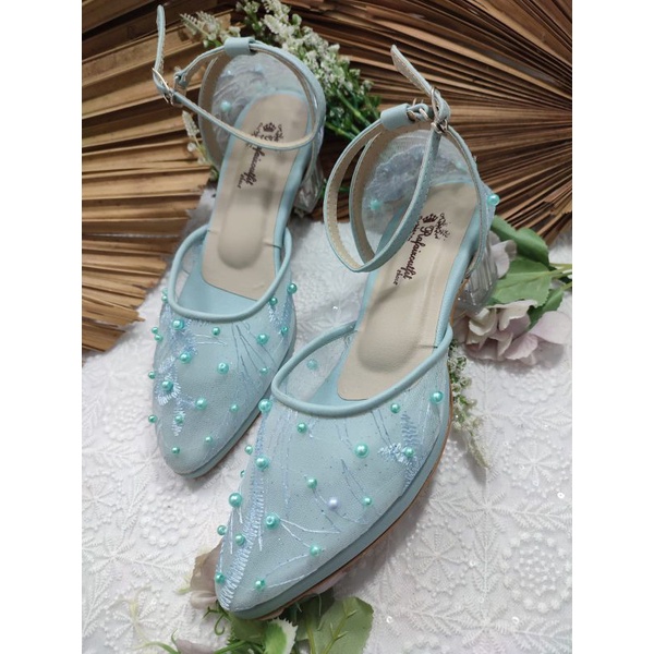 sepatu rafaizoutfit sierna tali wrna babyblue 5cm kaca