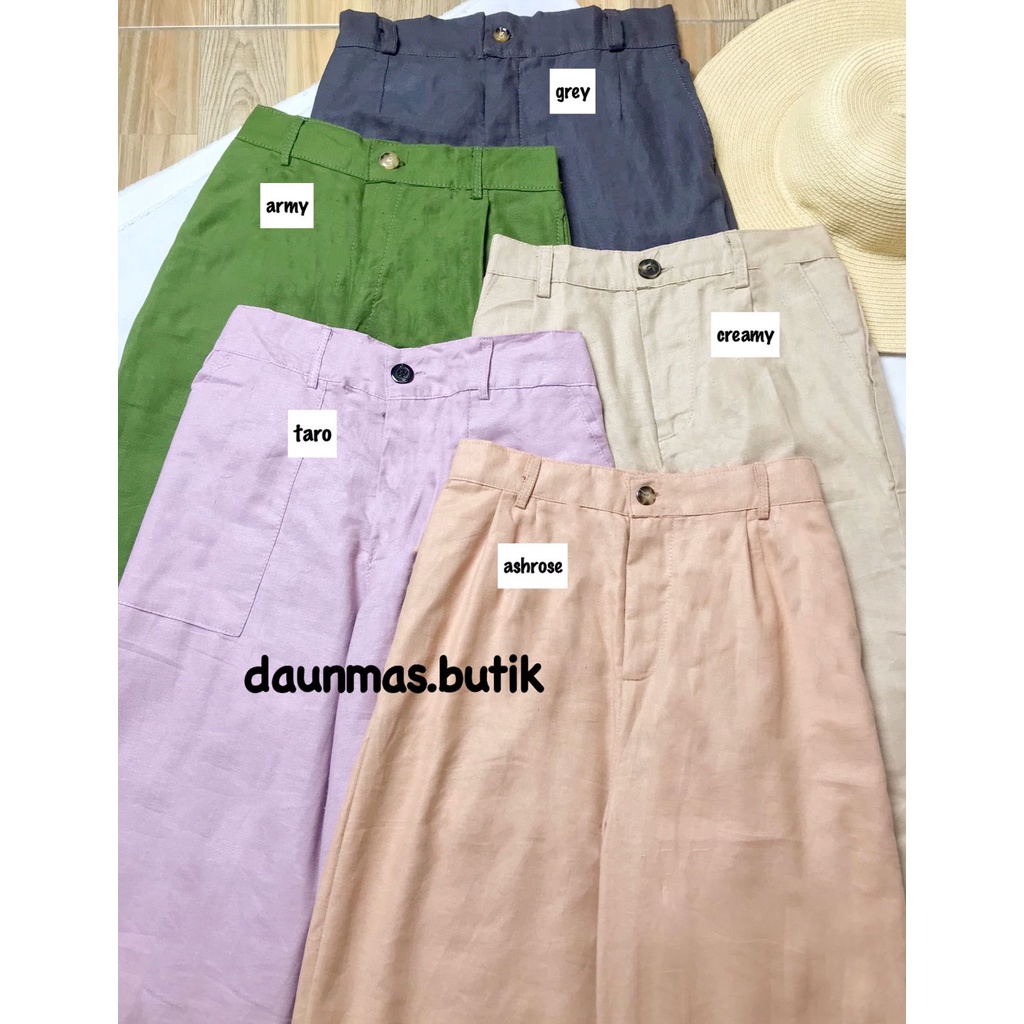 1KG MUAT 4PCS | SEOUL YUKA KULOT LINEN HIGHWAIST KOREAN STYLE HITS OOTD SELEBGRAM FASHION MURAH