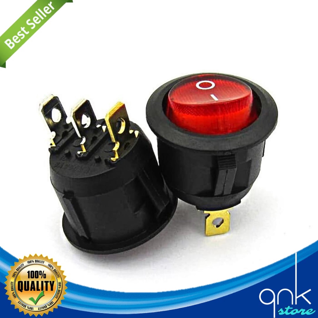 Saklar Switch Bulat 3 pin (on-off) dengan lampu indikator