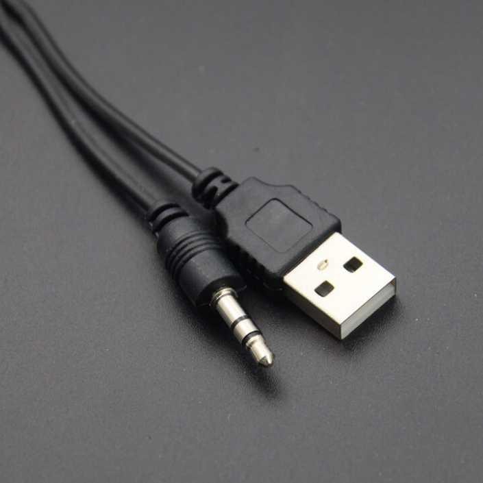 Kabel Mini USB ke USB + AUX 3.5mm Audio Cabl - A-02 - Black