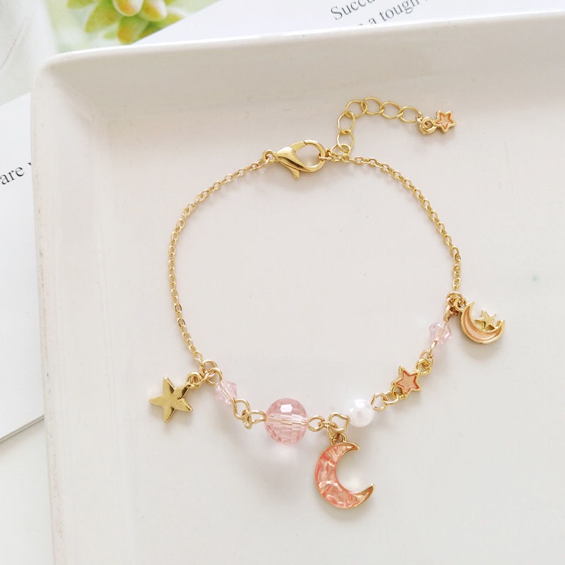 【Ready Stock】✨Gelang Dengan Anti karat Dan Anti Luntur COD Liontin Bentuk Bintang Dan Bulan Gaya Korea Untuk Aksesoris Wanita Fashion Murah 2022 Terbaru