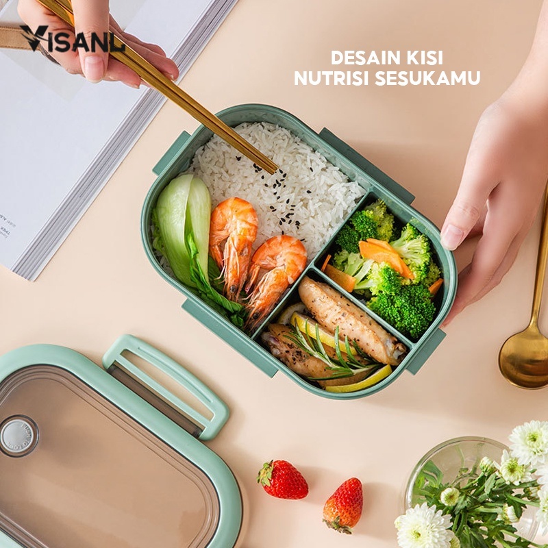 Kotak Bekal Single-Layer Lunch Box Kotak Makan Kapasitas Tempat Bekal Microwavable Anti Tumpah