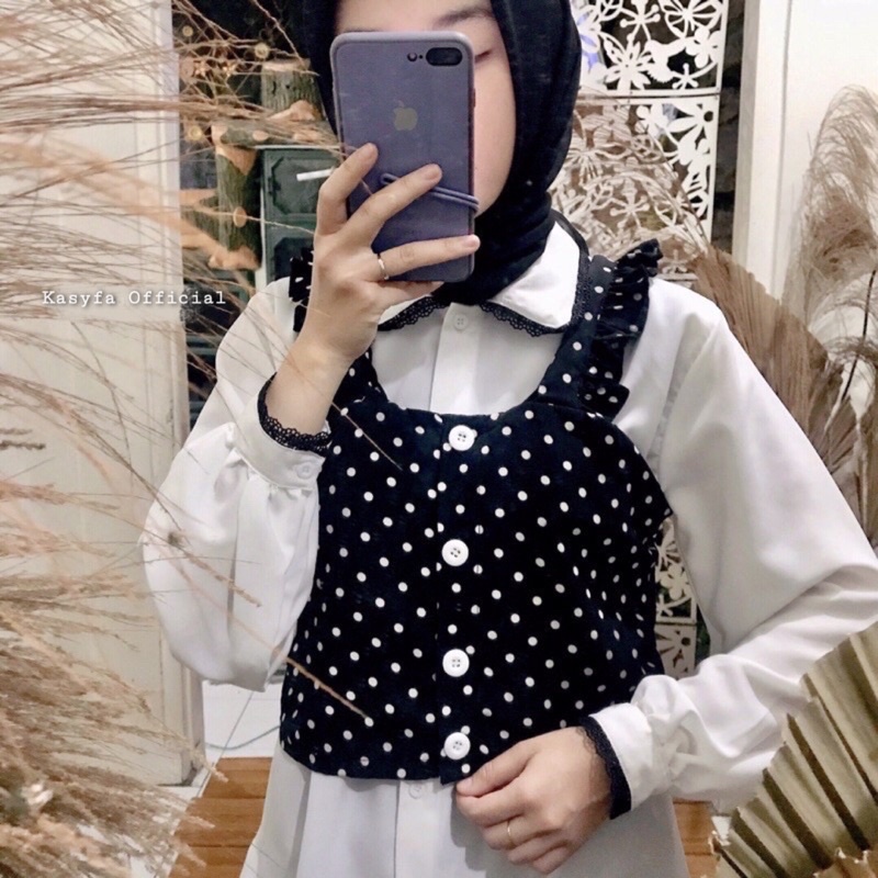 KYRA POLKA VEST BLOUSE 2IN1 // BLOUSE KRAH RENDA ROMPI POLKADOT