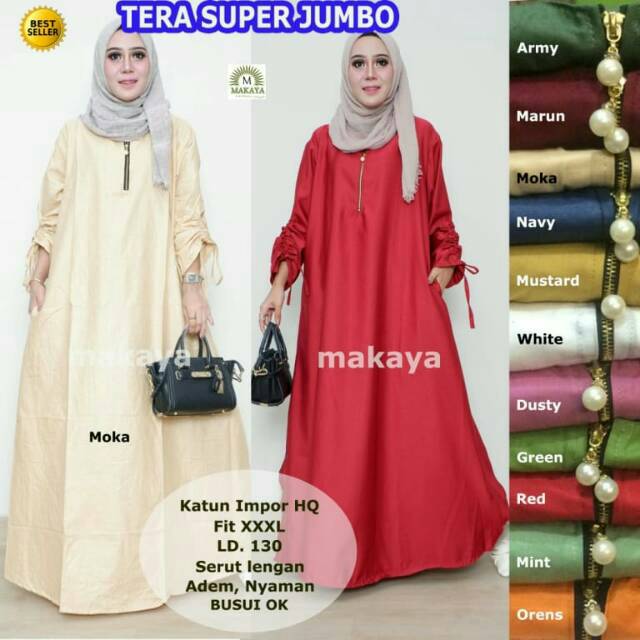 Gamis Jumbo Polos / Dress Jumbo Polos/ Tera super Jumbo / Gamis Katun Jumbo