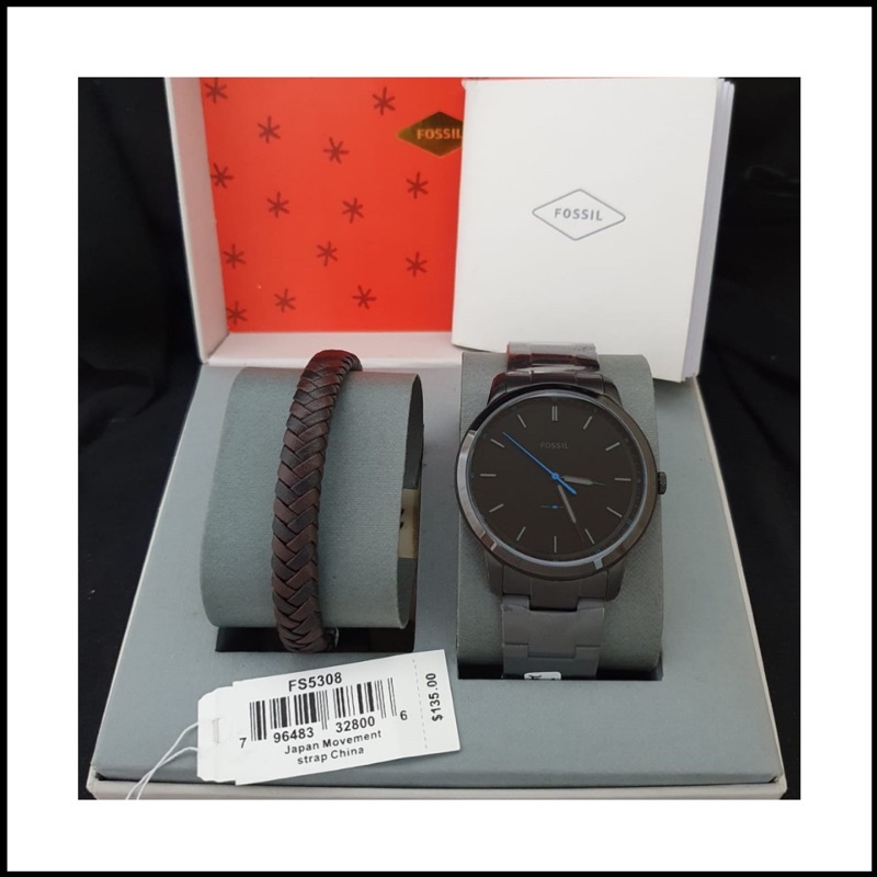 Jam Tangan Pria Fossil FS 5308 Gift Gelang Kulit Original