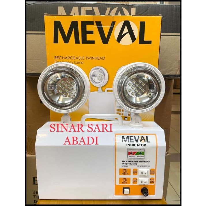 Lampu Emergency Lamp Twin Head Led Meval Cahaya Led Putih