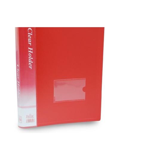 

♚ FELIX Clear Holder Folio Isi 20 Lembar - Merah ℮