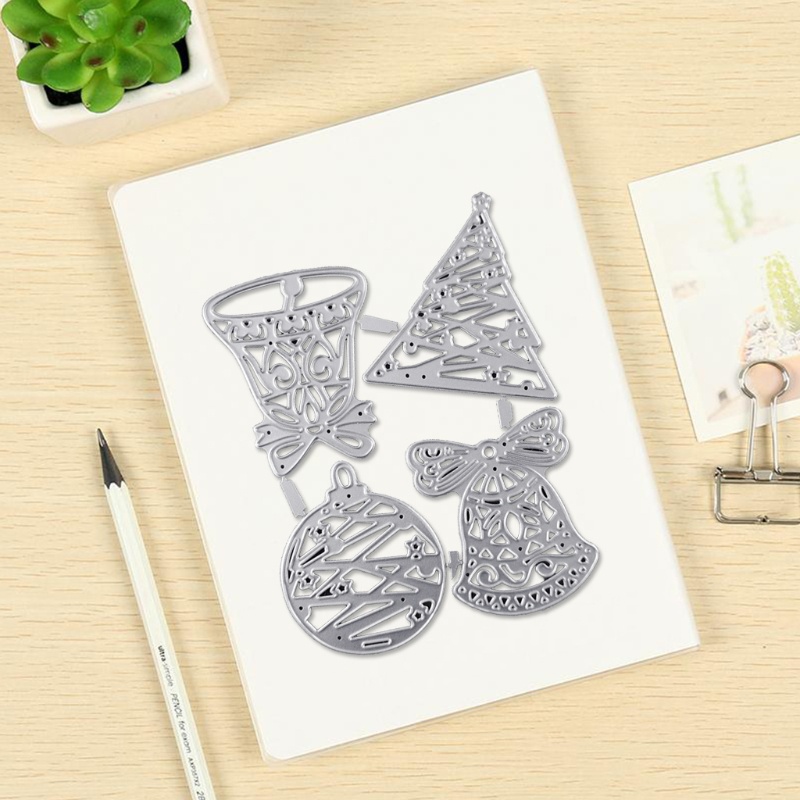 Cetakan Stensil Cutting Dies Motif Pohon Natal Bahan Metal Untuk Scrapbook / Craft Diy