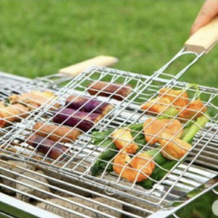 PREMIUM Alat Jepit Panggangan GAGANG KAYU TEBAL Bakaran Ikan Ayam BBQ