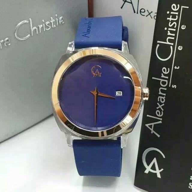 JAM TANGAN WANITA ALEXANDRE CHRISTIE AC 2763 CEWEK ROSEGOLD BLUE / ROSE GOLD BIRU ORIGINAL