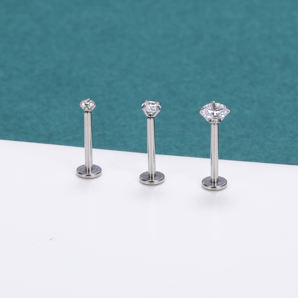 3pcs / Lot 16g 6 / 8 / 10 / 12mm Anting Tindik Bibir / Tulang Rawan Telinga Bahan Stainless Steel Hias Kristal 3 Warna