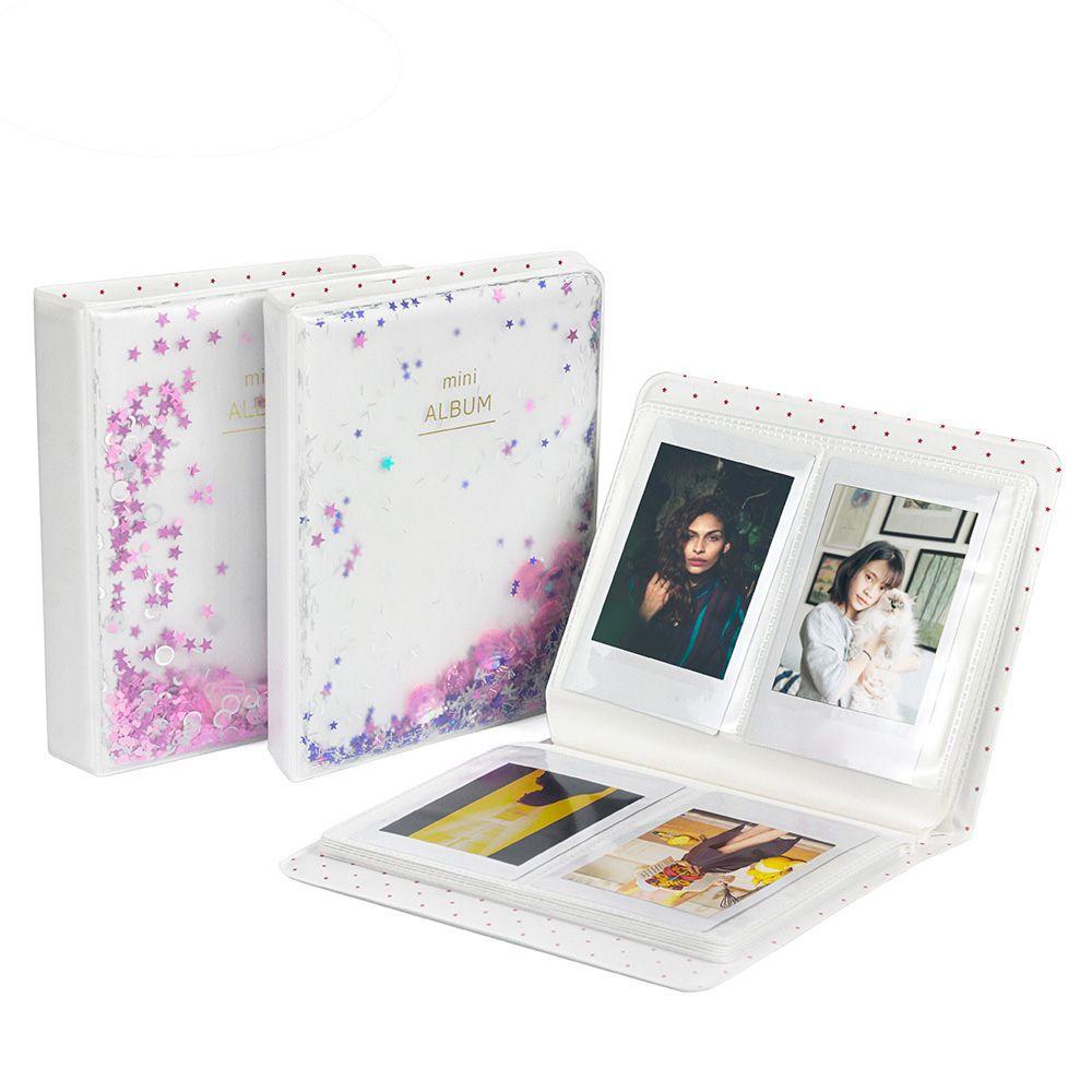 SOLIGHTER 64 Pockets Stylish Photo Album DIY Picture Case Name Card Book Photo Storage Holder Quicksand Exquisite Picture Organizer/Multicolor