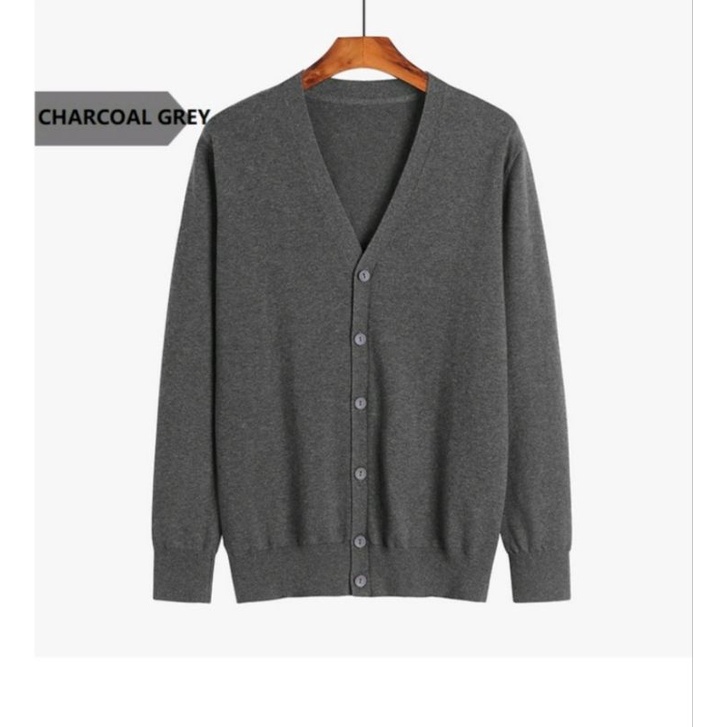 Cardigan Clean dark grey / Cardigan Pria Kekinian Warna dark grey/ Cardigan dark grey Casual dan Formal