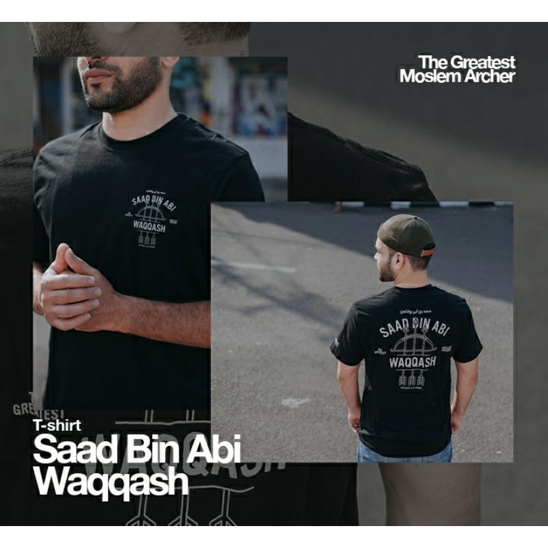 alknown Saad Bin Abi Waqqash (Black) - Tshirt / Kaos Dakwah-2
