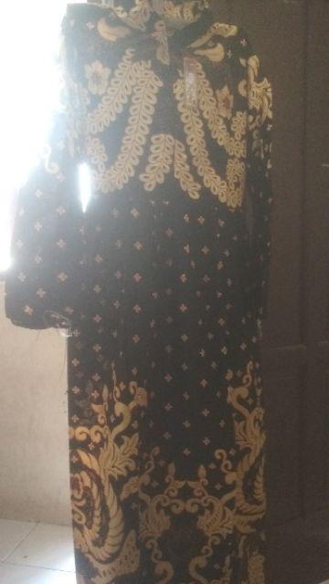 Couple Gamis Sogan Tarantula 2518 Sarimbit Monokrom Gamis Batik Klok