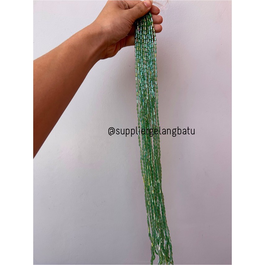 kristal terompet 8 x 4mm dark green quartz crystal rajut bahan PAGODA