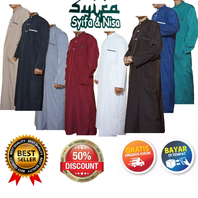 Termurah gamis jubah pria dewasa  al harbi Ukuran M, L, XL, XXL