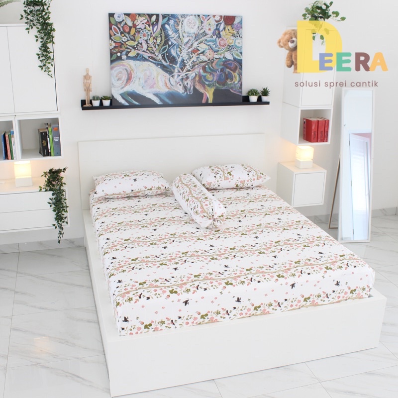 SPREI MICROFIBER HALUS MOTIF PREMIUM - TC350 BURUNG PINK - SEPRAI 90X200 160X200 180X200 180X200