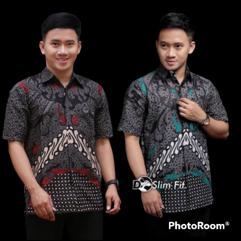 Batik Pria Lengan Pendek Premium BATIK BERKAH HRB026 motif KERATONAN Kode 002 size M L XL XXL