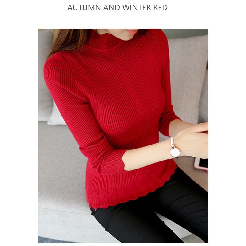 Woman Knit Sweater Import Premium ( Blus Rajut Wanita Kerah Tinggi )