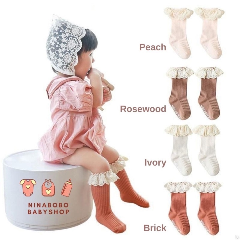 Kaos Kaki Panjang Renda Anak Bayi Perempuan Newborn Baby Socks Kaus Kaki Renda Anak Perempuan Cewek 1 2 Tahun Korea Lucu Antislip