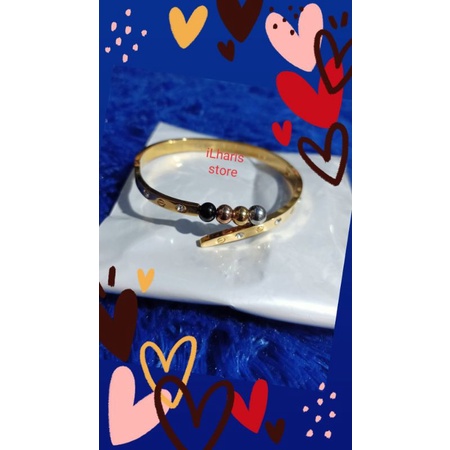 Gelang tangan Gelang kaku gelang aksesoris Gelang Unik Besi putih Asli ternate sopu emas