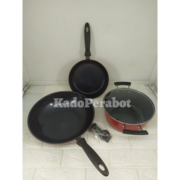 wajan set murah - wajan masak 3 in 1 - wok pan set 3in1 nona