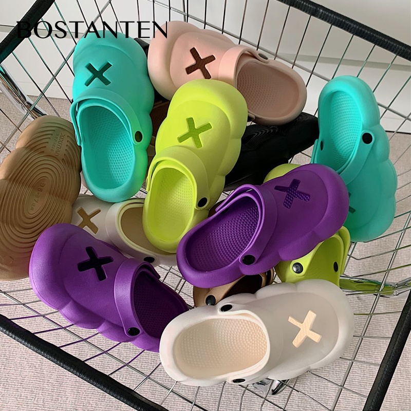 BOSTANTEN Musim Panas Sandal Wanita Indoor dan Outdoor Sandal Peas Sepatu Luar Ruangan Tahan Air Non-Slip EVA Toe Sepatu