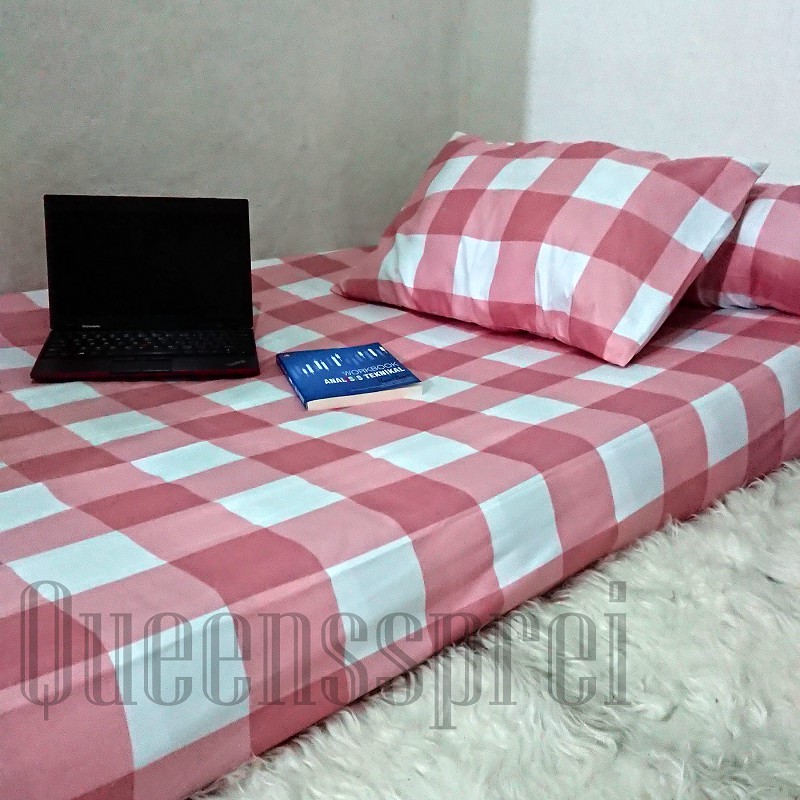 Sprei 100x200x20 motif kotak aesthetic korea kekinian murah bekualitas seprai kotak korea series