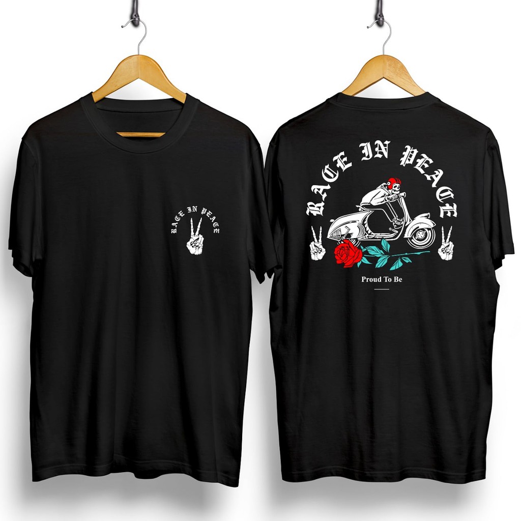 DaveCollection - Kaos Pria Kaos Distro RACE AND PEACE Black CN801