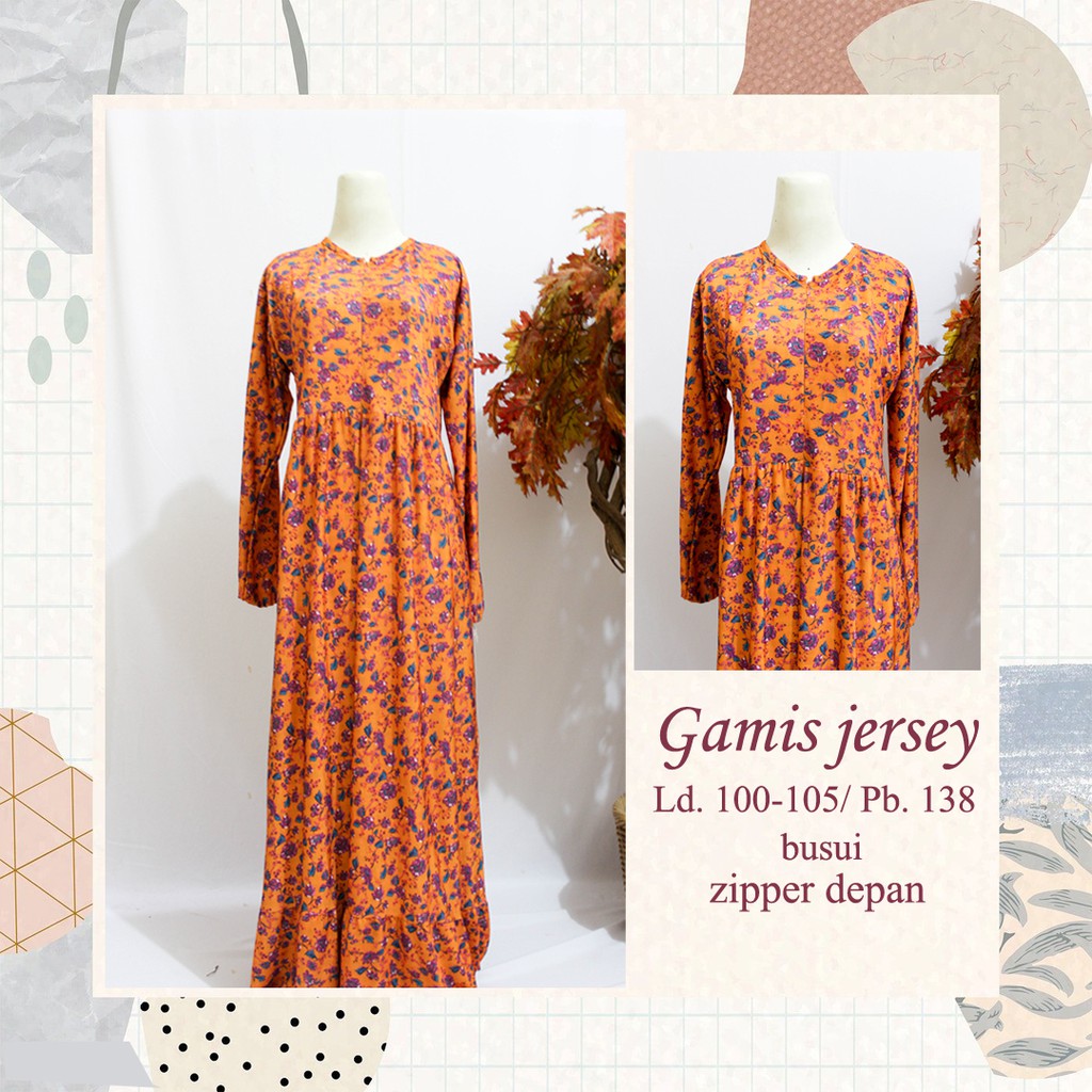 GAMIS JERSEY MOTIF BUNGA/FASHION MUSLIM/DRESS MUSLIM TERBARU