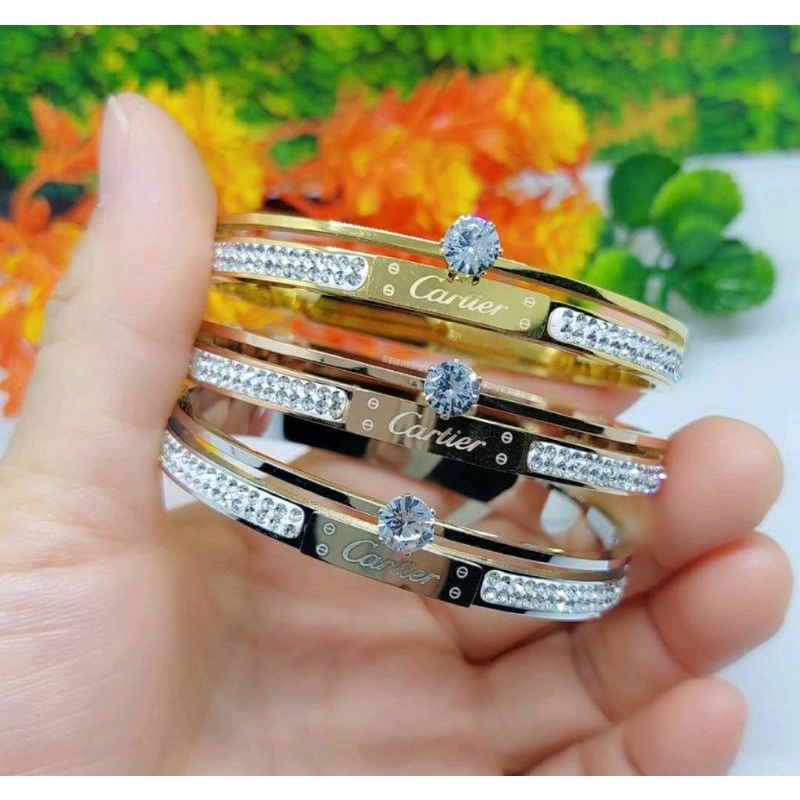 Gelang tangan Titanium / Gelang tangan Clover zircon
